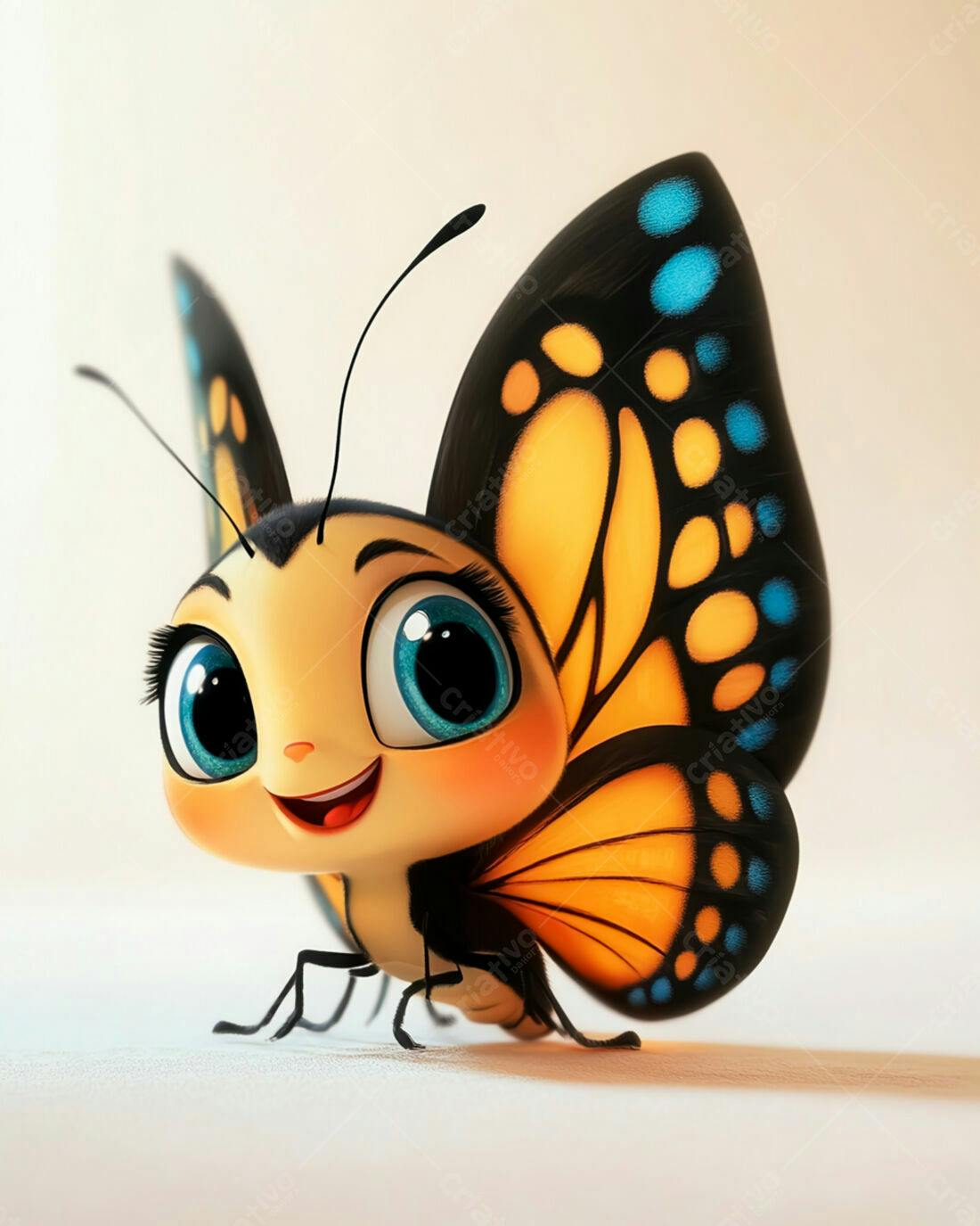 Borboleta fofa desenho animado cores vibrantes