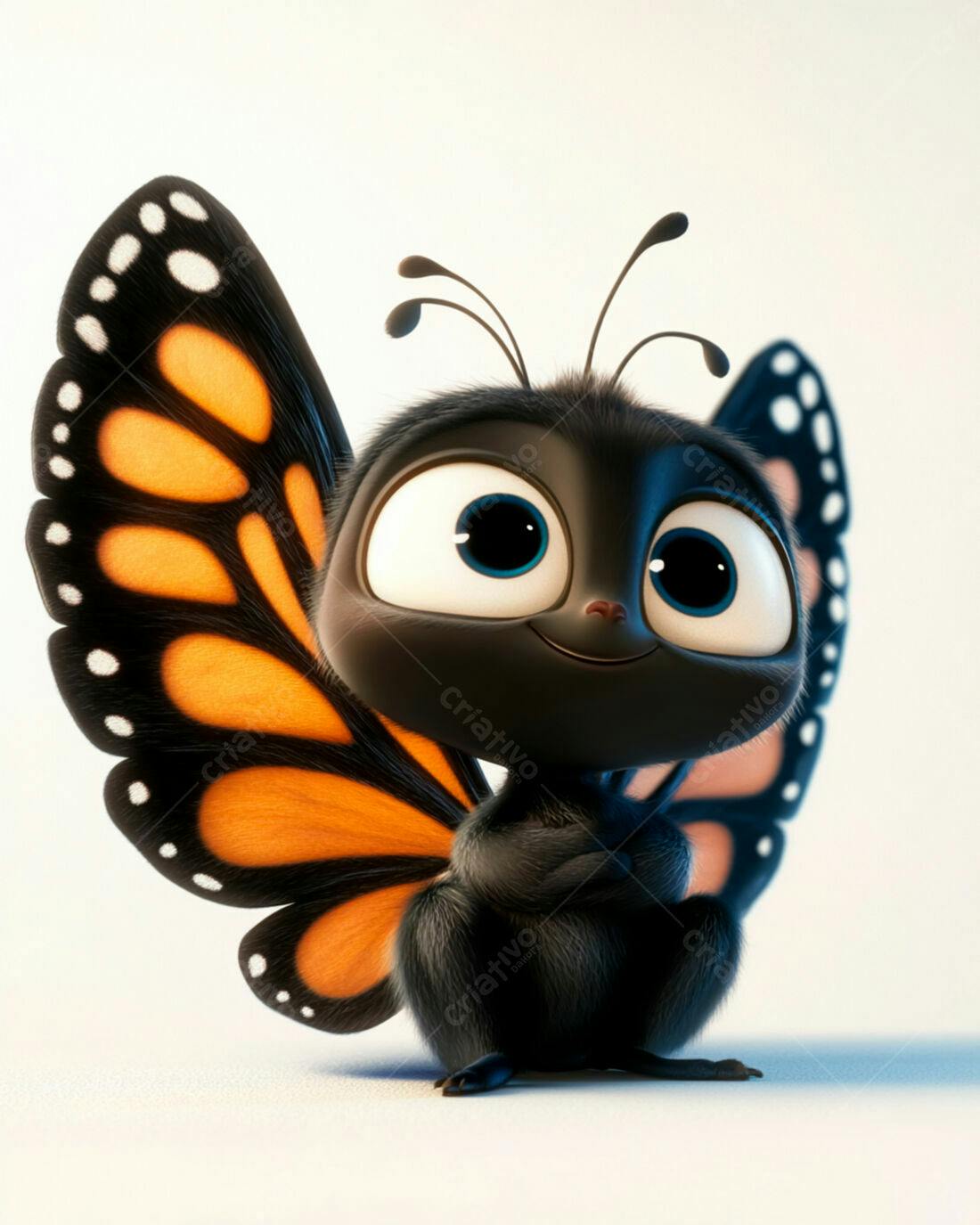 Borboleta fofa com asas laranja e pretas
