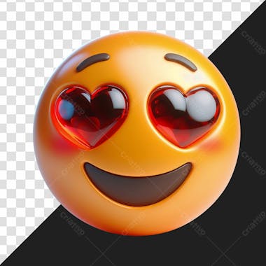 Elemento 3d de emoji apaixonado e corações nos olhos