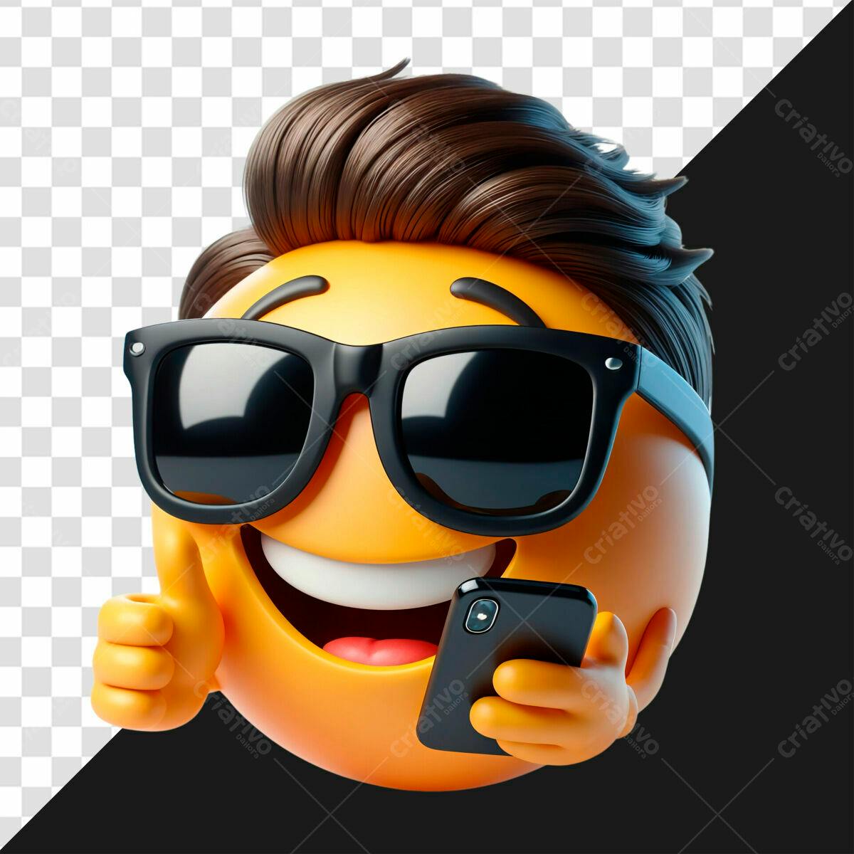 Emoji Sorrindo com Óculos Escuros PSD Editável