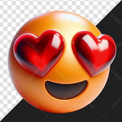 Elemento 3D De Emoji Apaixonado E Corações Nos Olhos