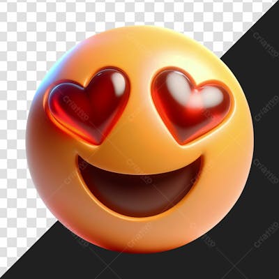 Elemento 3D De Emoji Apaixonado E Corações Nos Olhos 