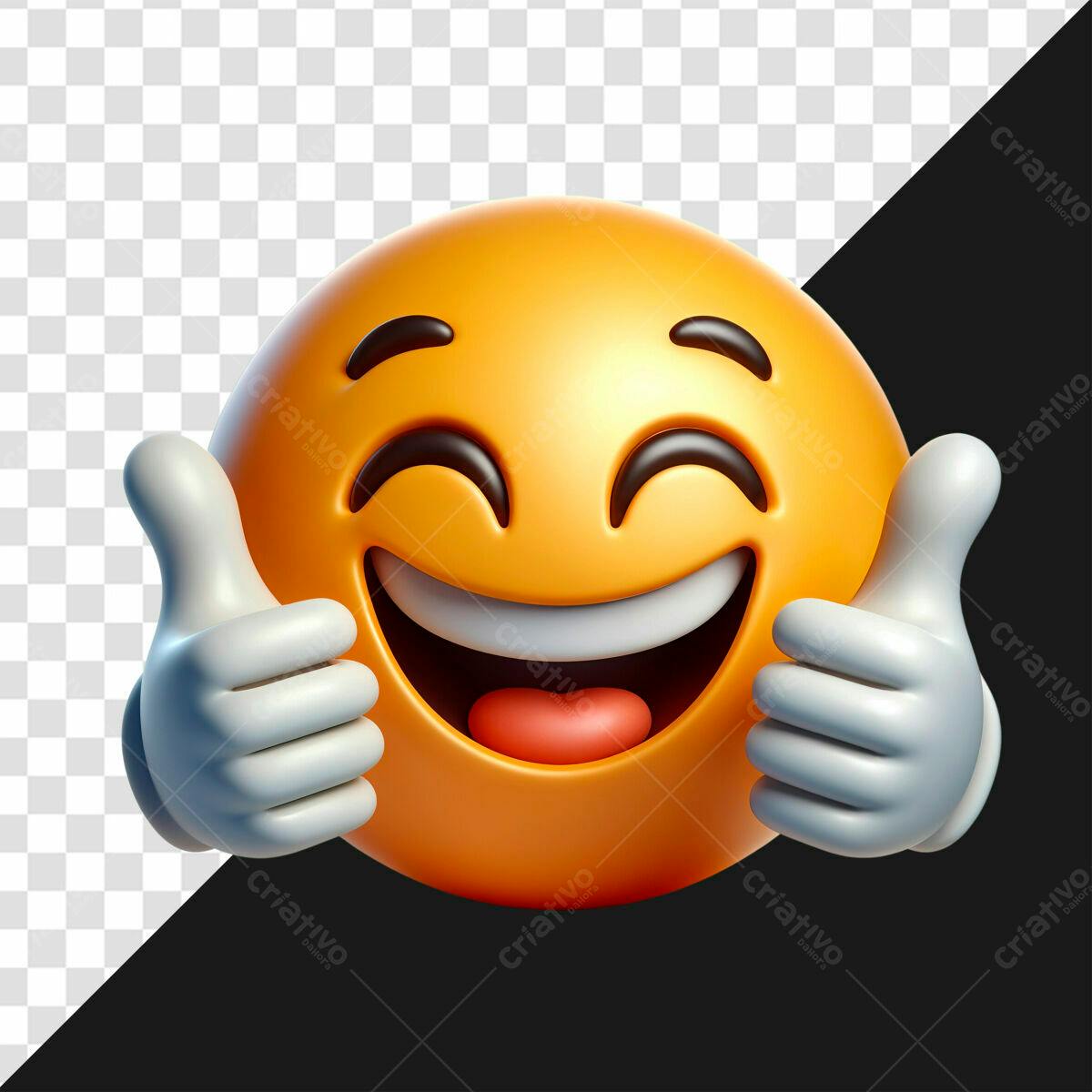 Emoji Feliz com Polegar para Cima PSD Editável