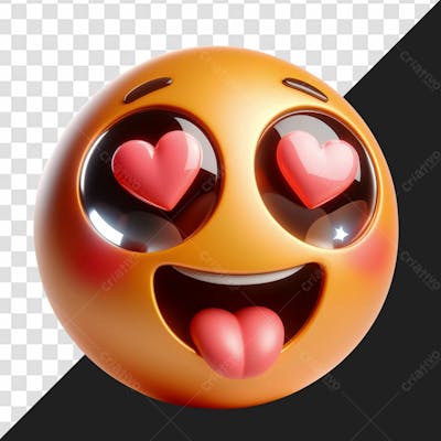 Elemento 3D De Emoji Apaixonado E Corações Nos Olhos