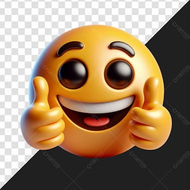 Elemento 3d emoji fazendo joinha e sorrindo