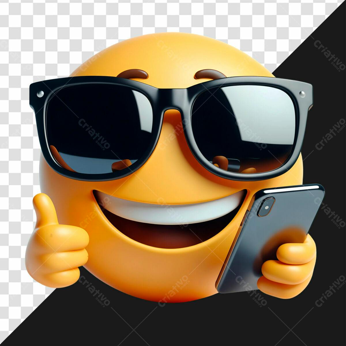 Emoji de óculos escuros no telefone PSD Editável