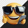 Emoji de oculos segurando um celular elemento 3d para composição psd