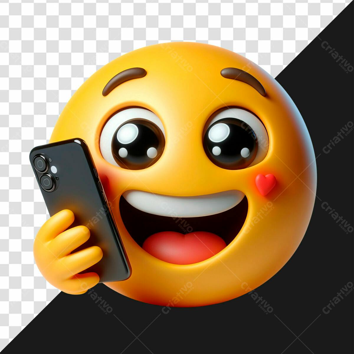 Emoji Amarelo ao Telefone PSD Editável