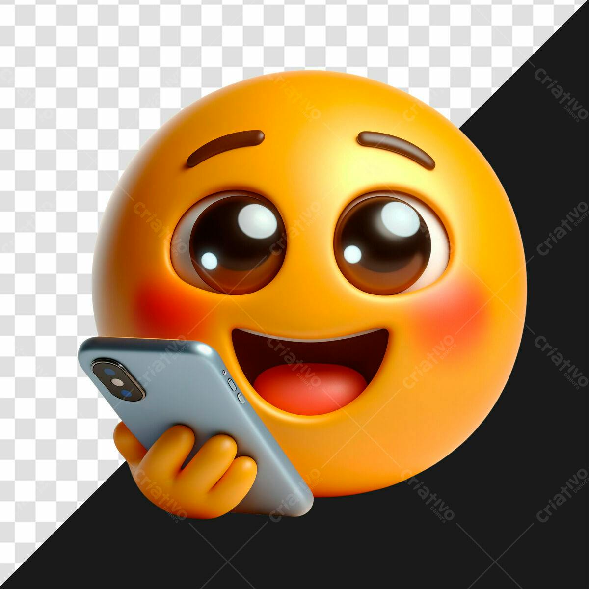 Emoji fofo no celular PSD Editável