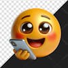 Emoji holding a cell phone 3d element for psd composition 02