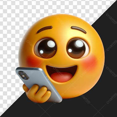 Emoji segurando um celular elemento 3d para composição psd