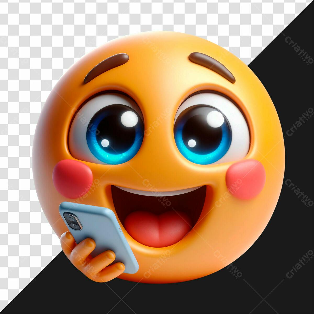 Emoji Alegre ao Telefone PSD Editável
