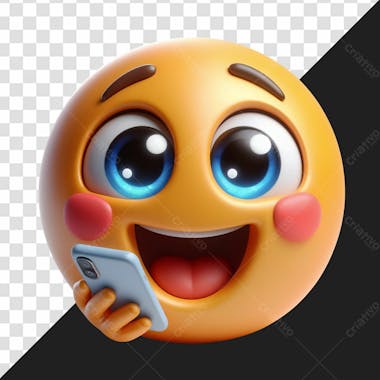 Emoji segurando um celular elemento 3d para composição psd