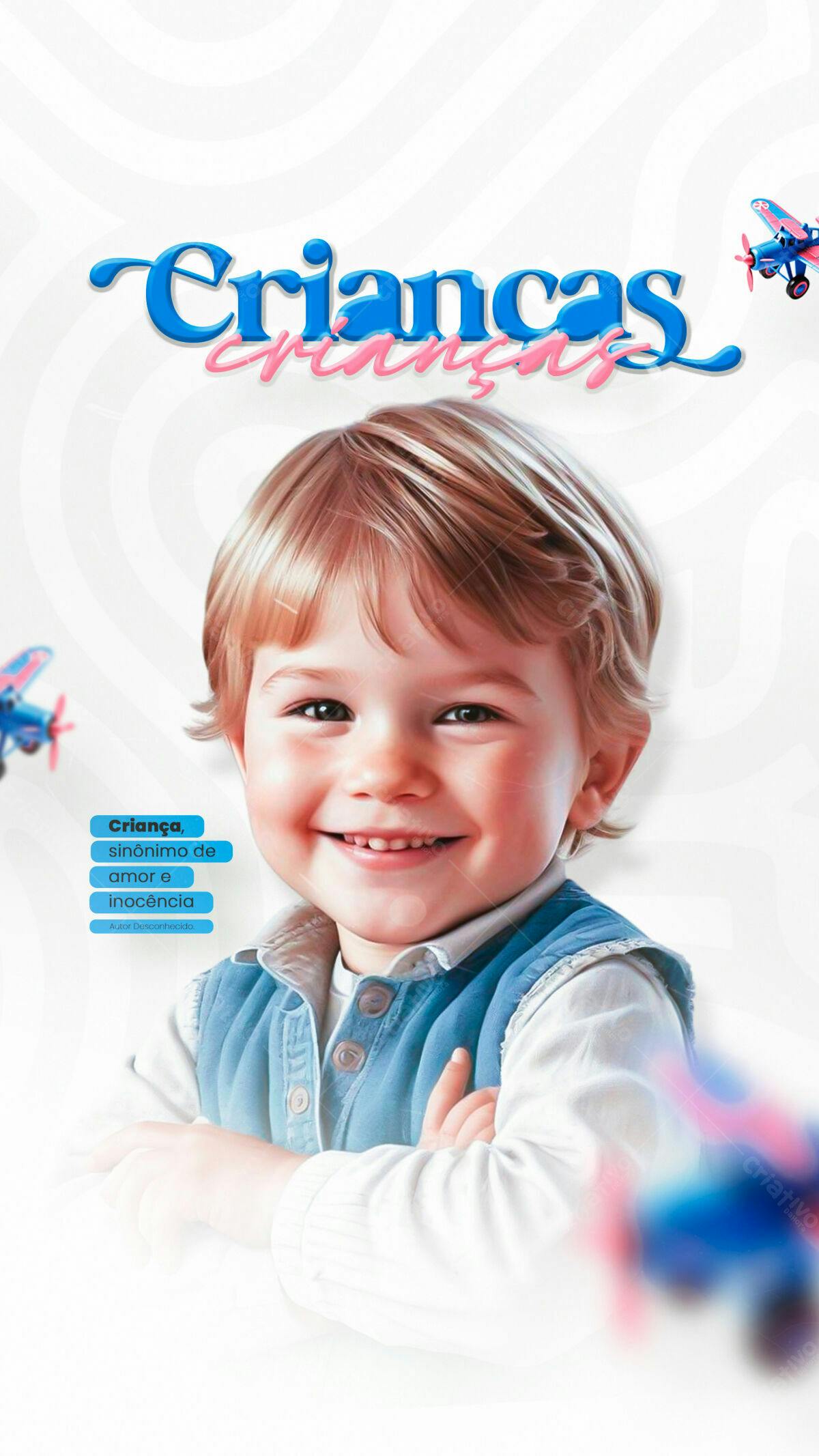Poster Infantil com Criança Sorrindo PSD Editável