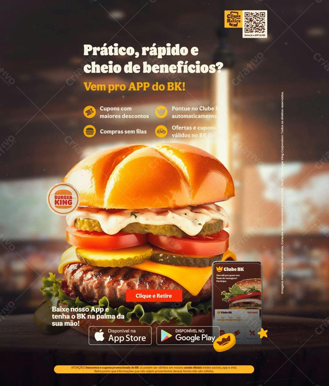 Flyer Burger King App PSD Editável