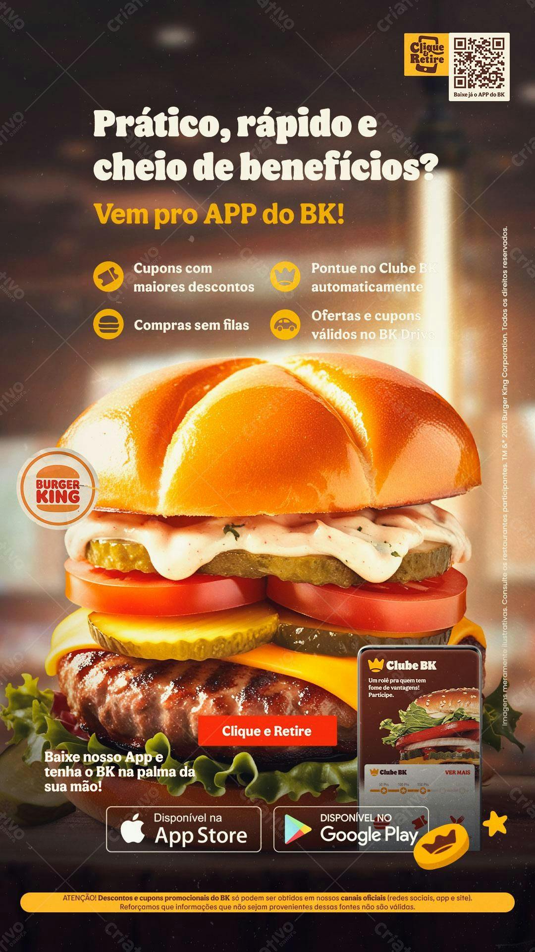 Flyer Burger King App PSD Editável
