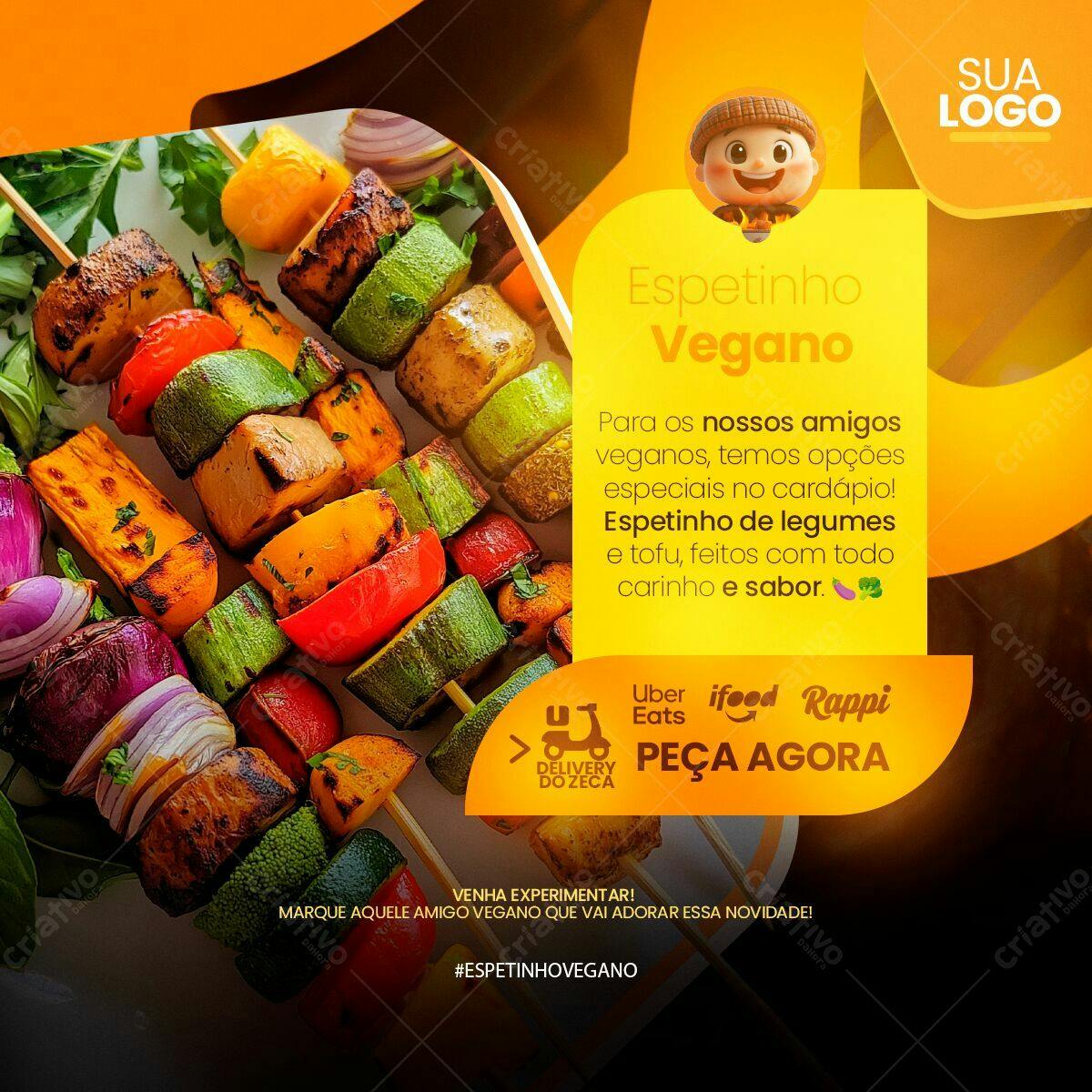 Postagem Instagram Espetinho Vegano PSD Editável