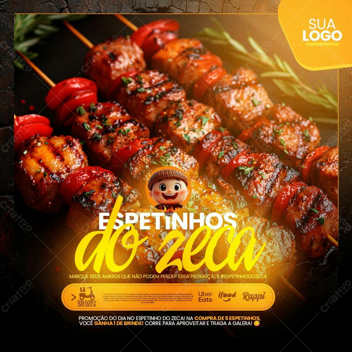 Post para Redes Sociais Churrasco PSD Editável