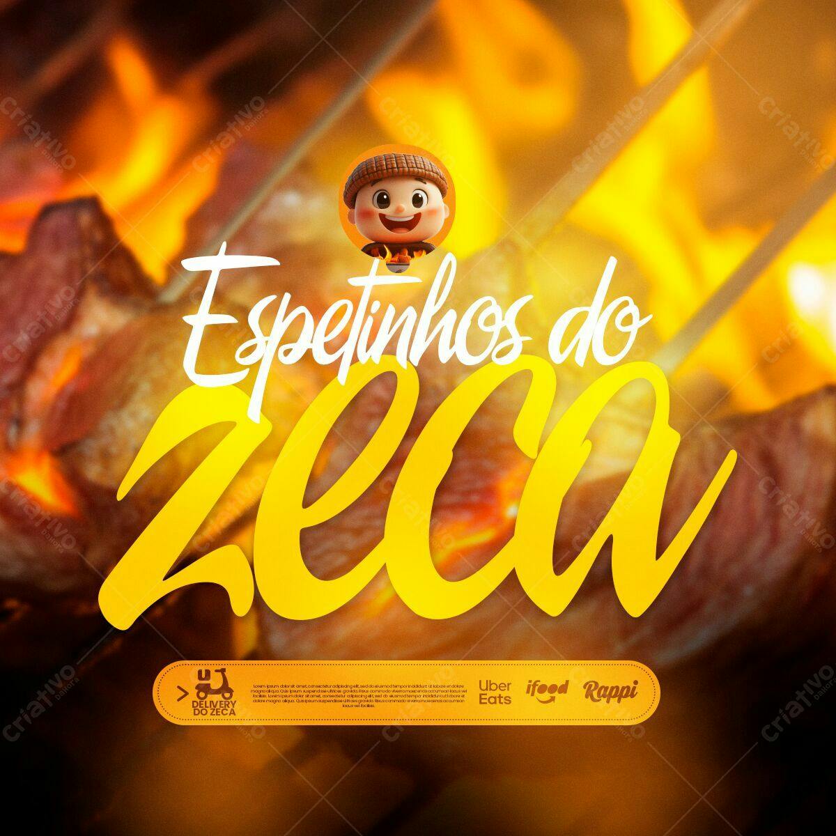 Flyer para Delivery de Espetinhos PSD Editável
