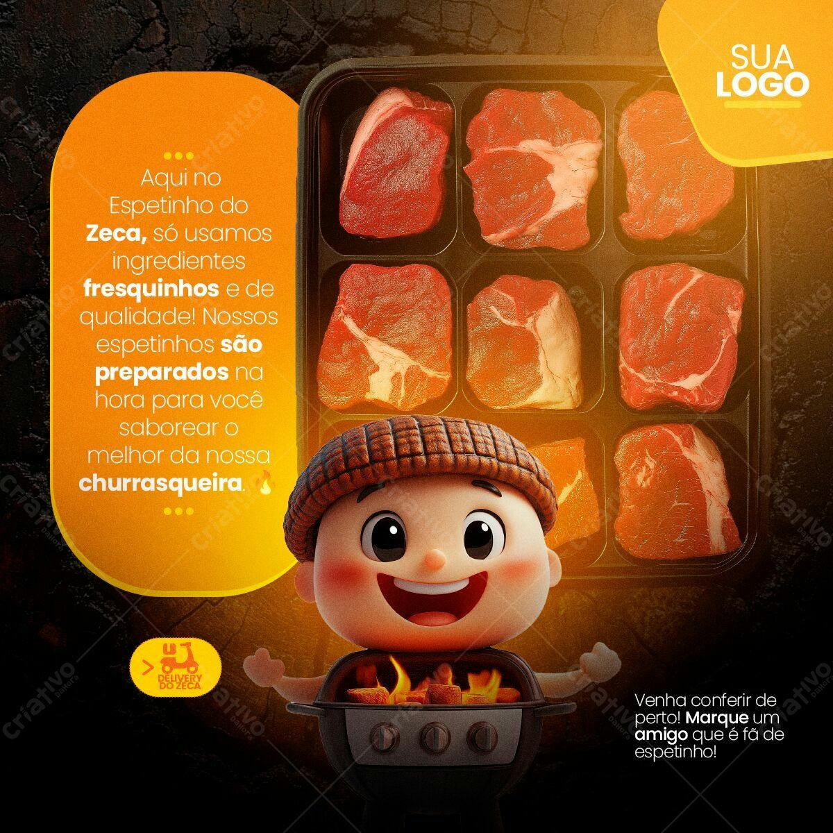 Post para Churrascaria PSD Editável