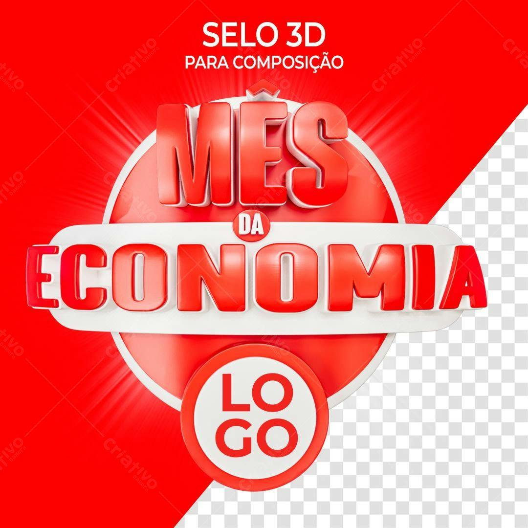 Selo 3D promocional vermelho e branco