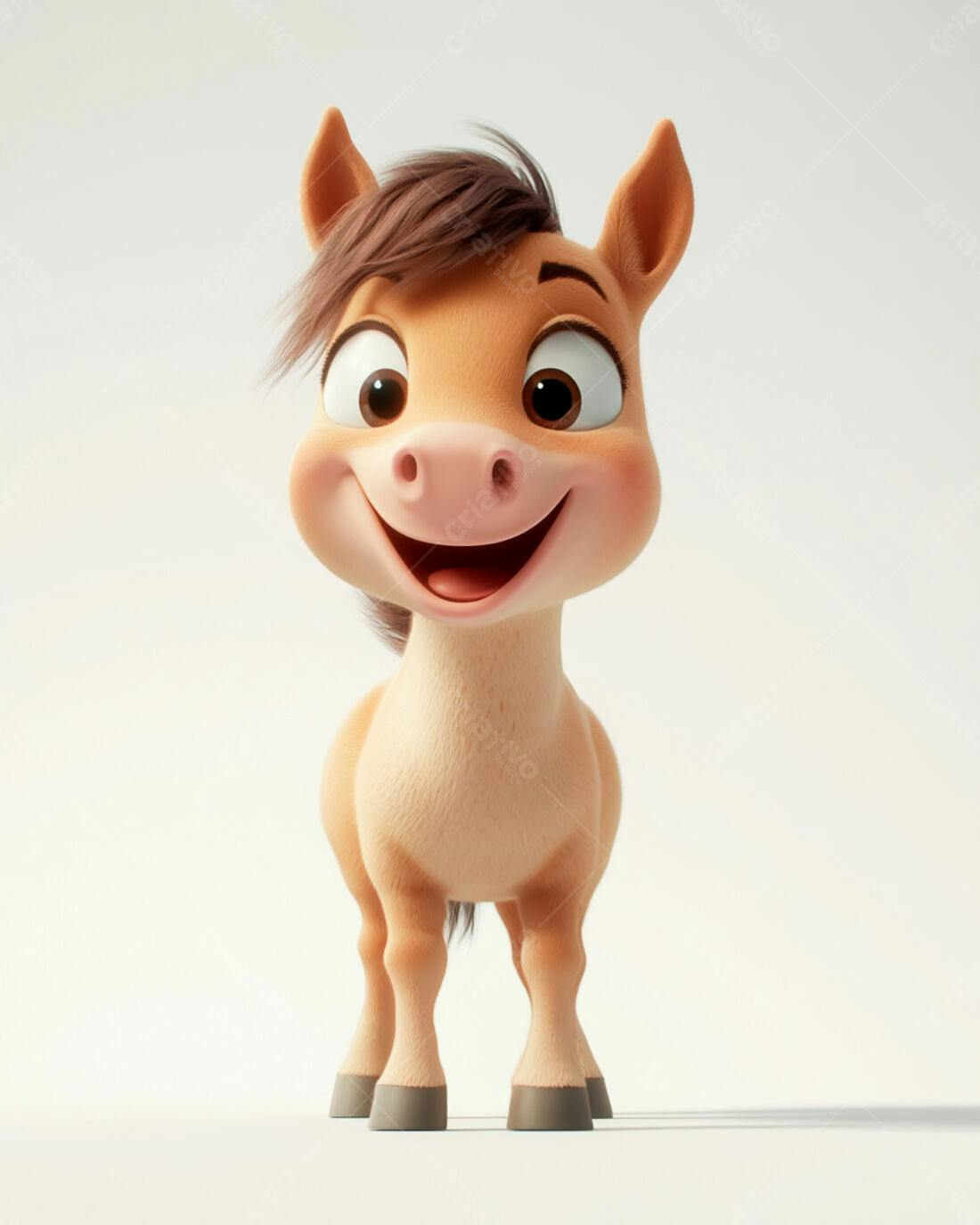 Potro animado sorrindo fundo branco