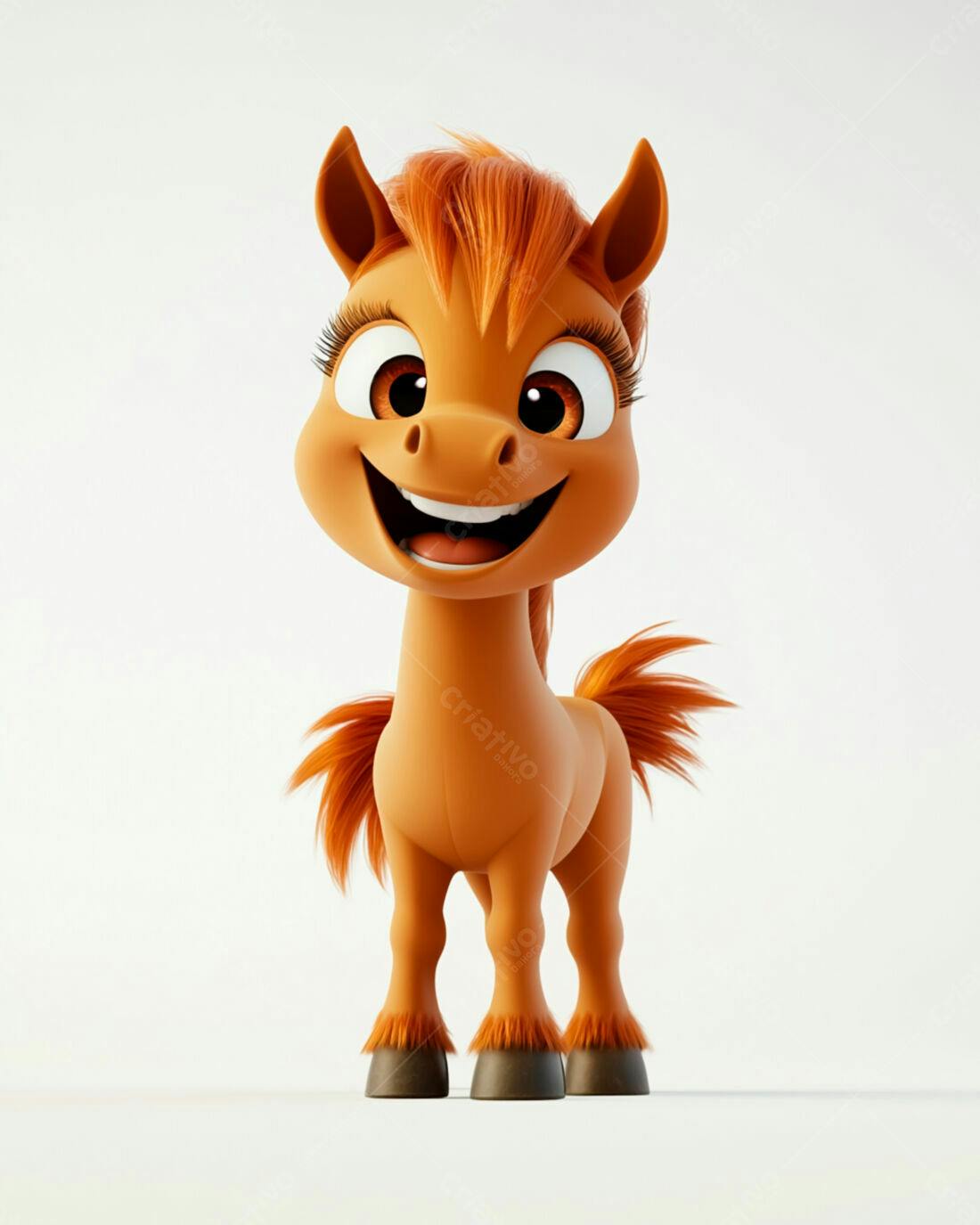 Cavalo animado marrom sorrindo