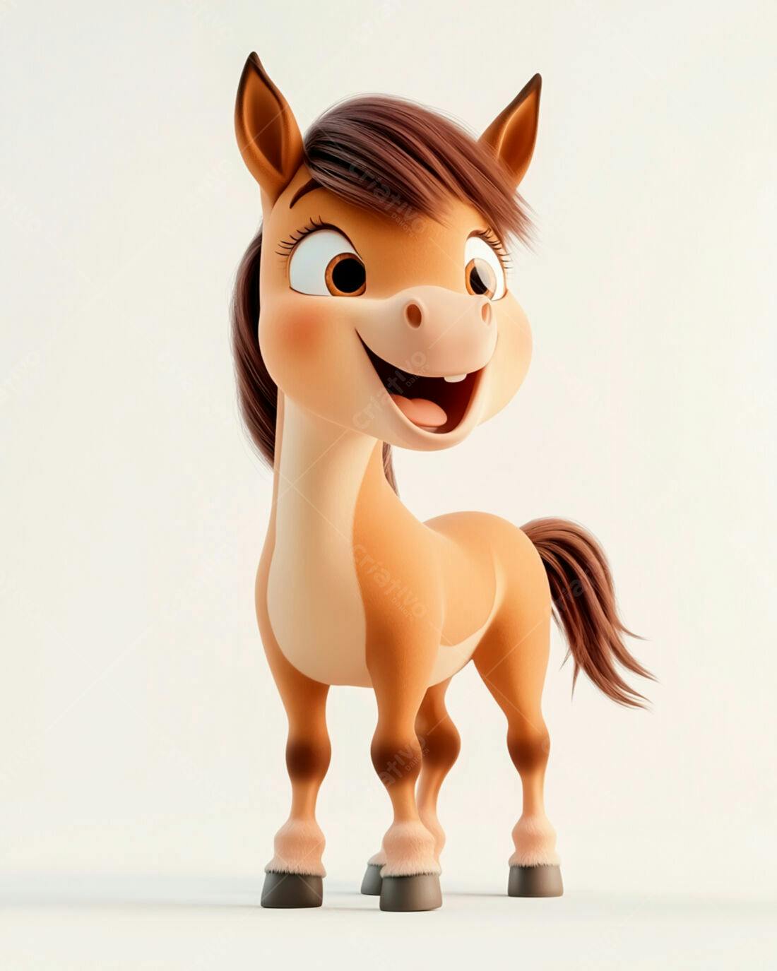 Cavalo Caricatura Alegre em Fundo Branco