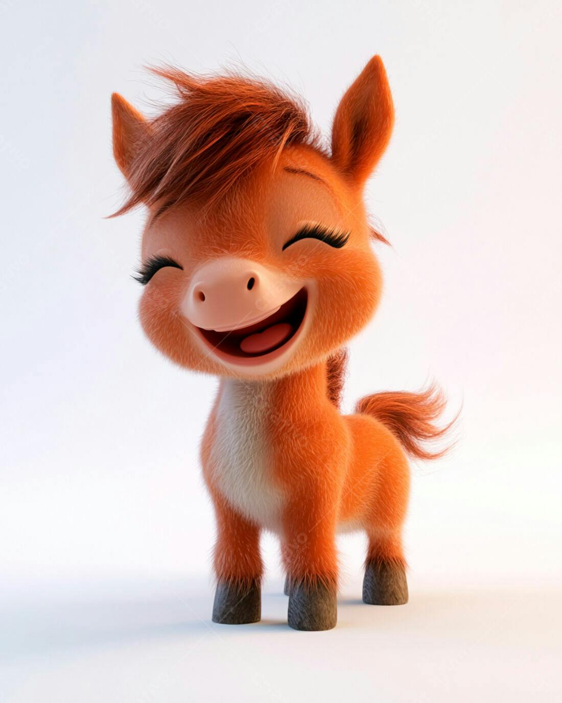 Potro alegre de pelagem laranja sorrindo