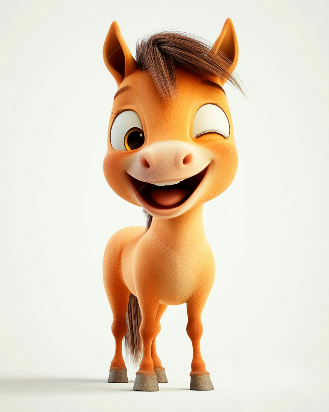 Cavalo Caricatura Sorrindo Piscando Olho