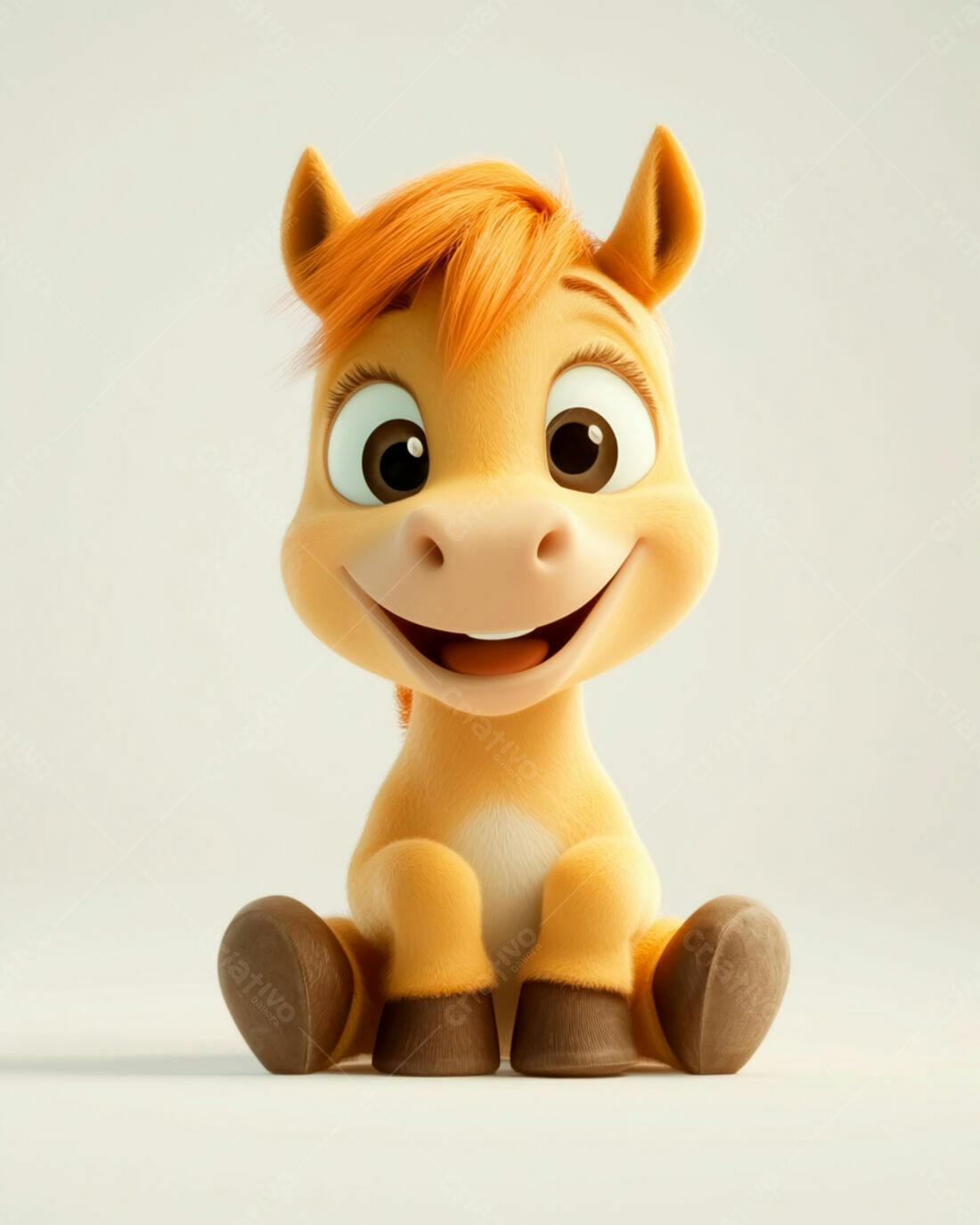 Potro animado sorrindo fundo branco