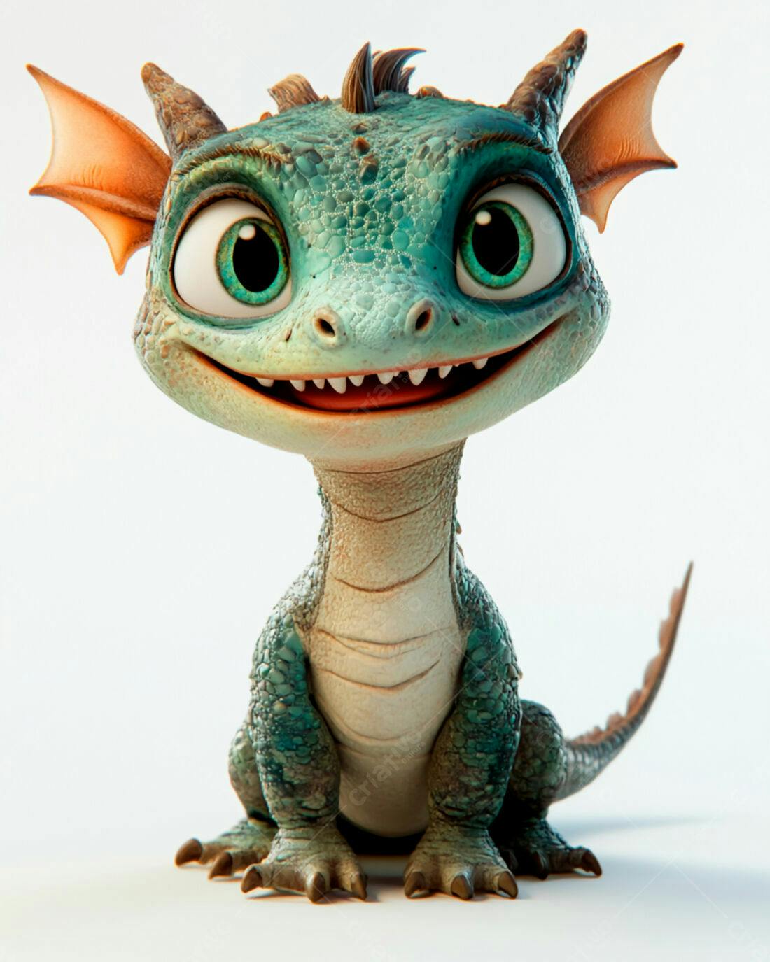 Dragãozinho fofo azul e verde sorrindo