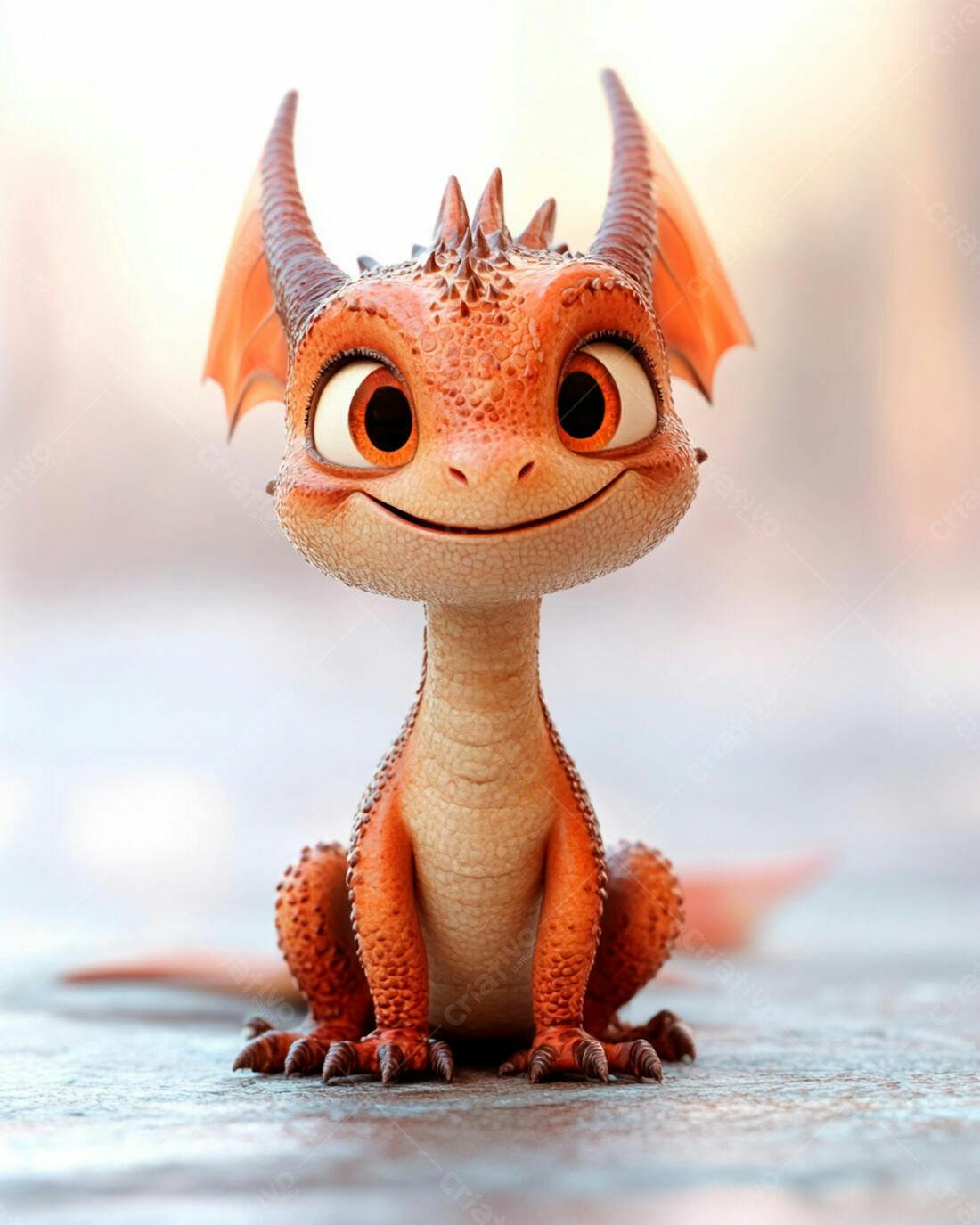 Dragãozinho fofo cor laranja sorrindo