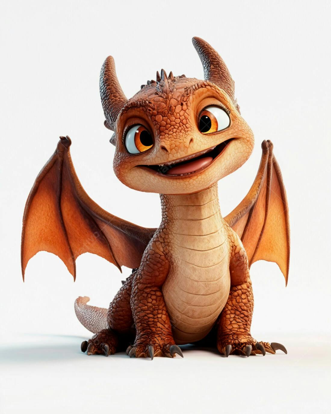 Dragãozinho fofo marrom sorrindo