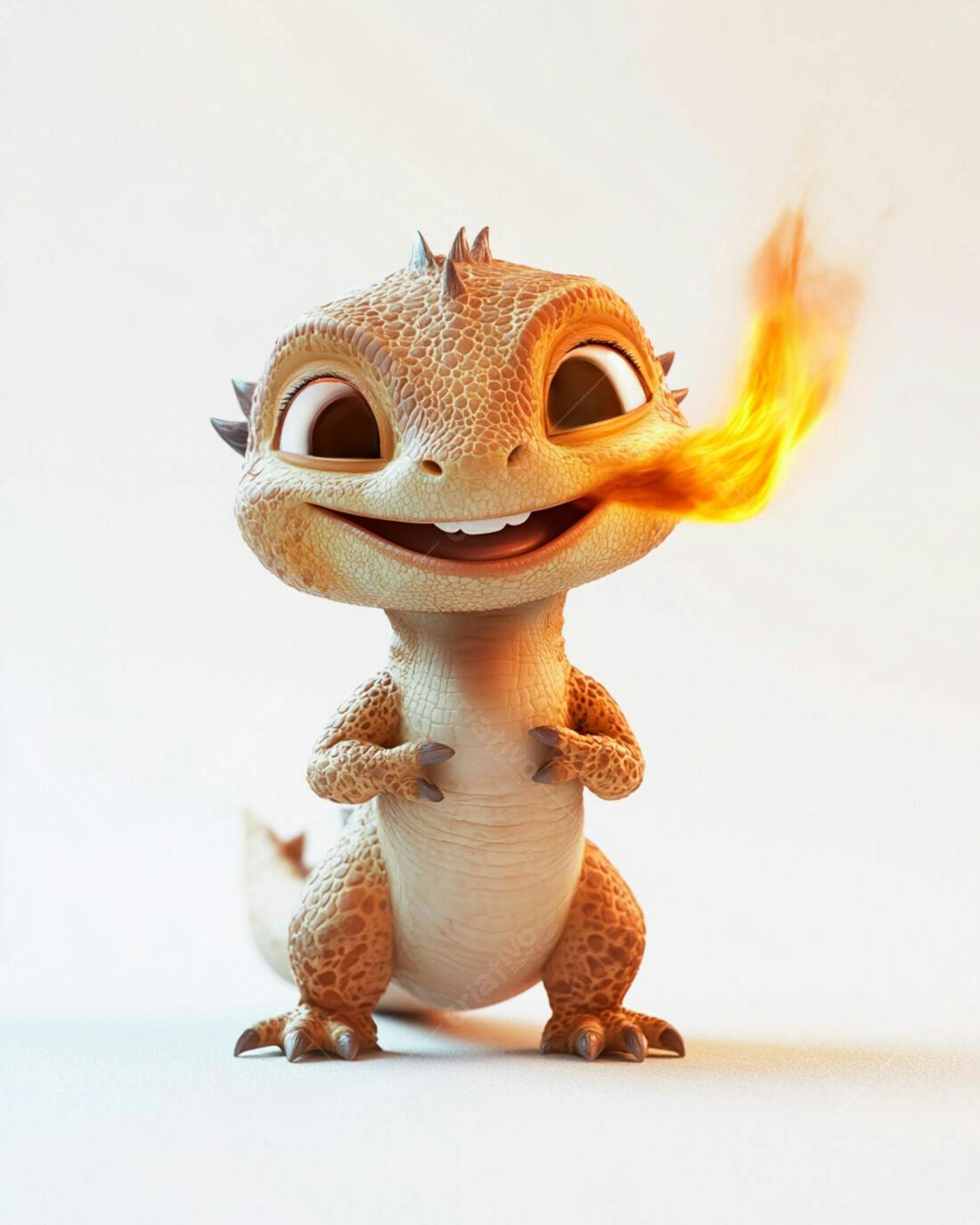 Dragãozinho fofo cuspindo fogo ilustração