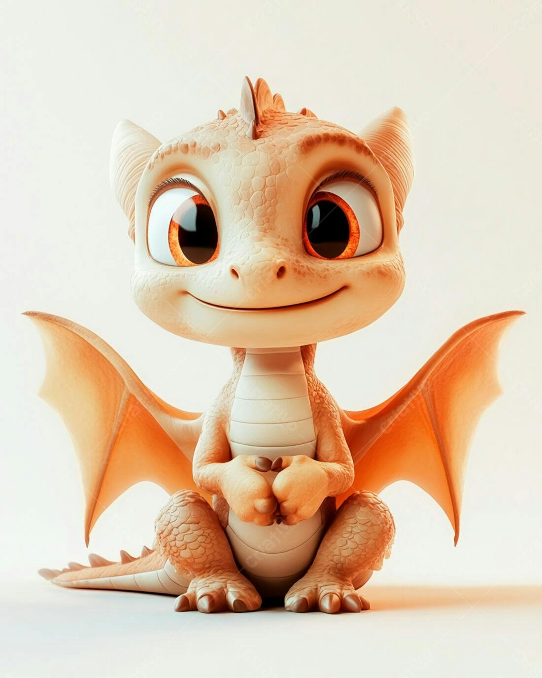 Bebê dragão fofo com asas acastanhadas