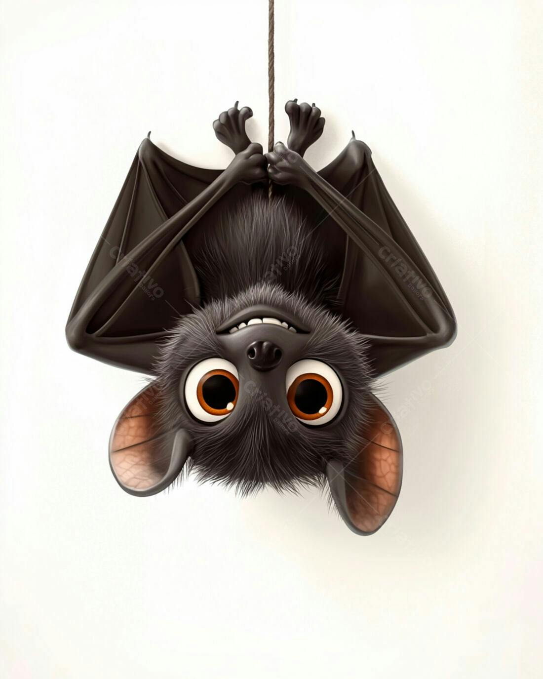 Morcego fofinho pendurado de cabeça para baixo