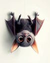 Image, of, a, cartoon, bat, hanging, upside down.