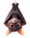 Image, of, an, upside, down, bat, cartoon, character.