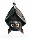 Bat hanging upside down cartoon character