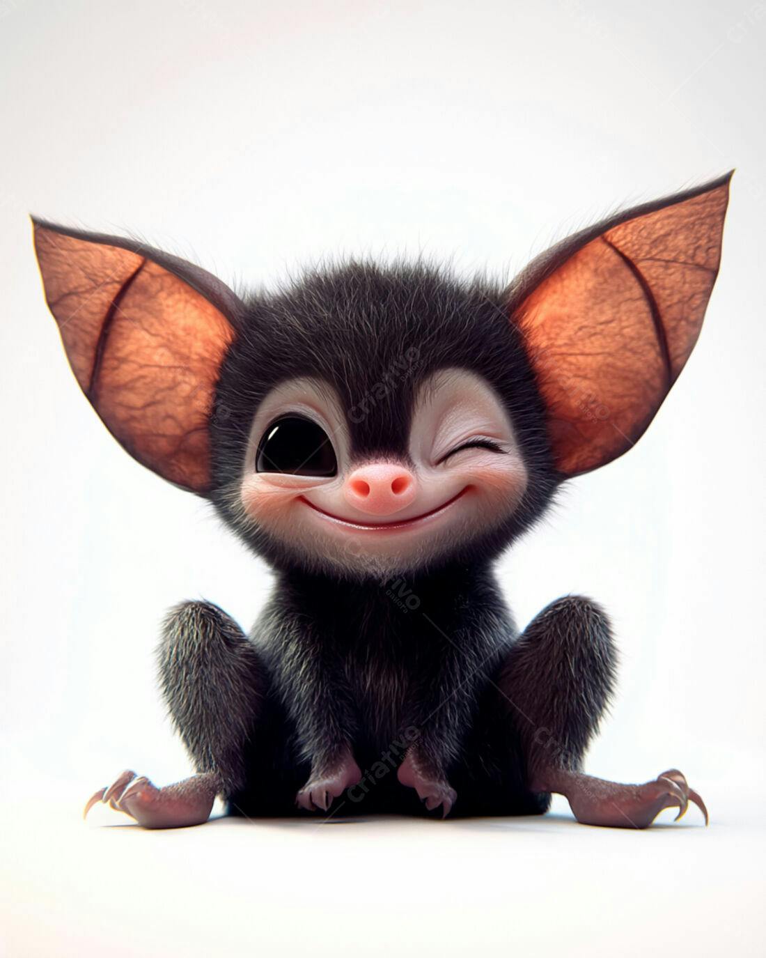 Morcego fofinho piscando sorrindo