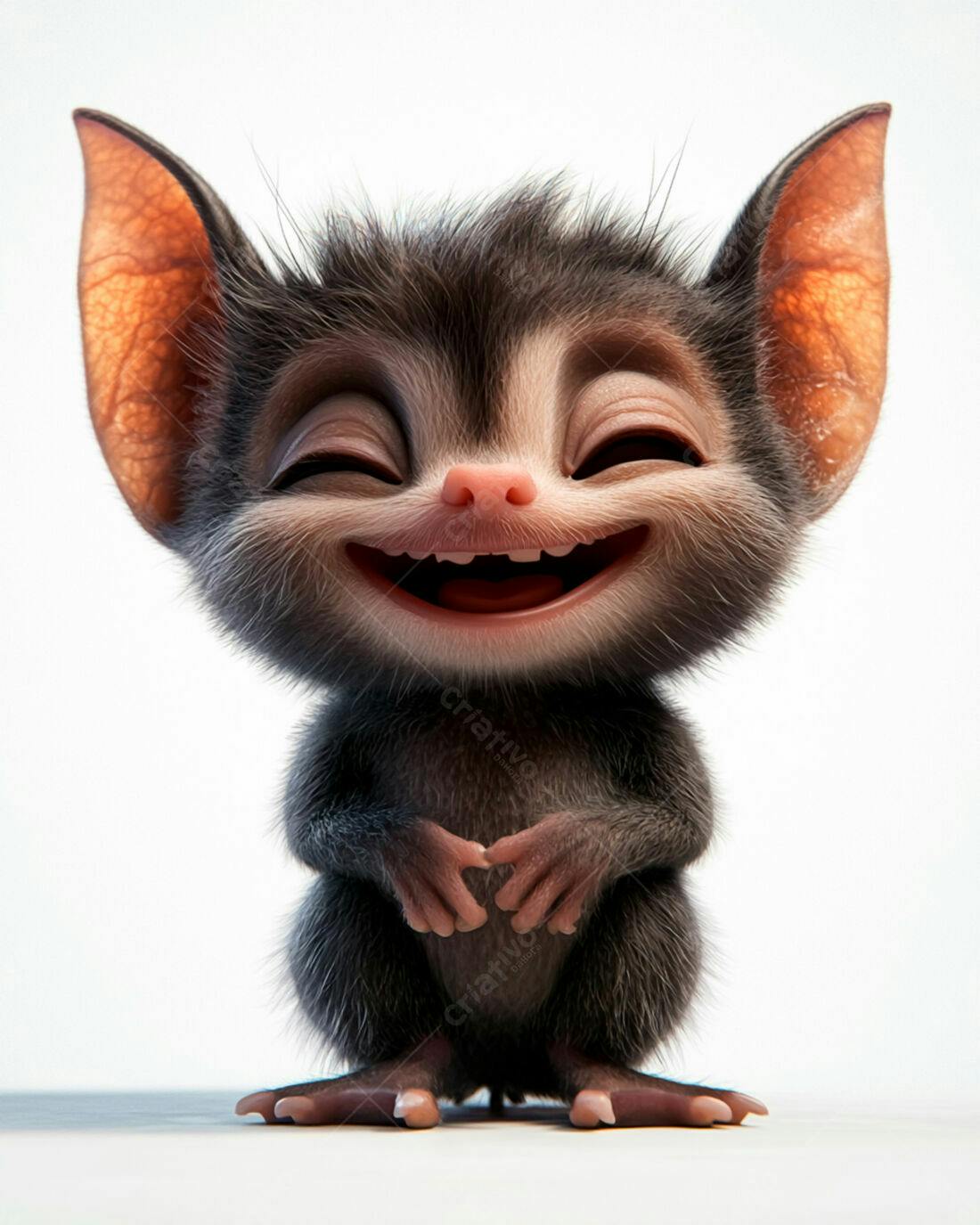 Morcego fofo sorrindo fundo branco