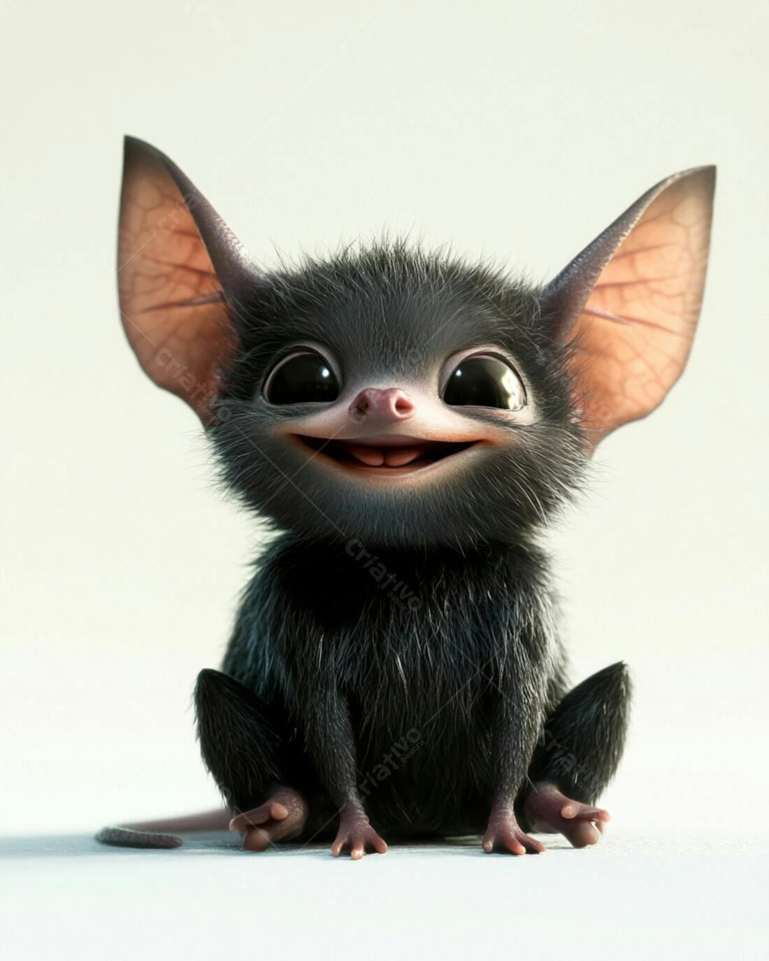 Morcego fofinho sorrindo fundo branco