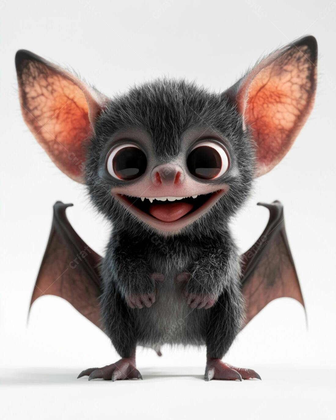 Morcego fofo sorrindo fundo branco