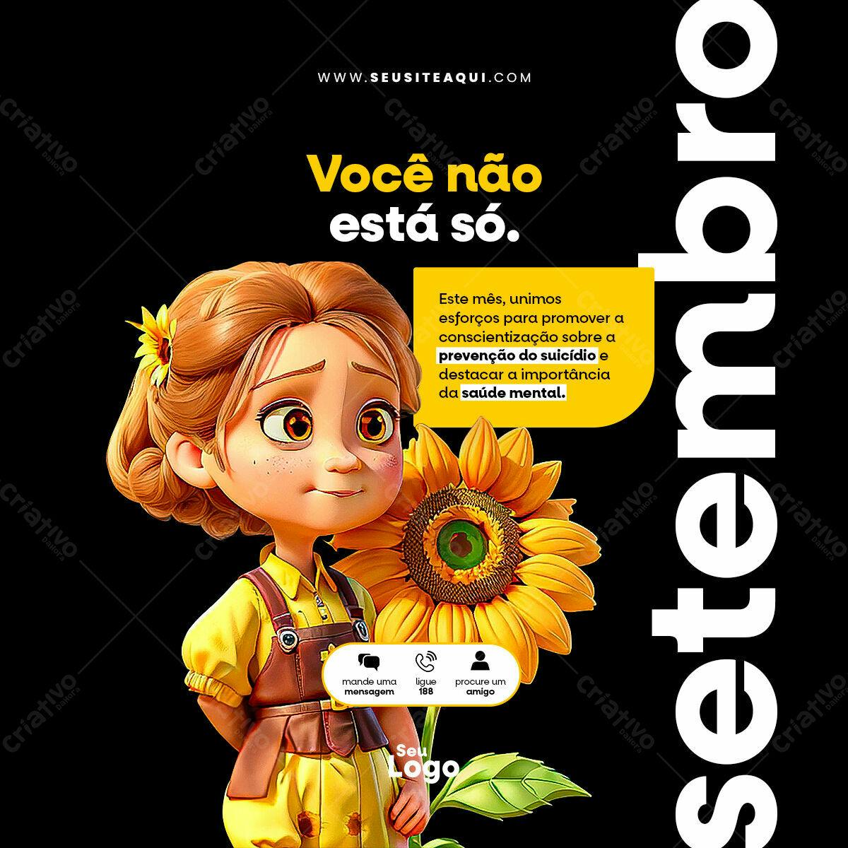 Post para Setembro Amarelo PSD Editável