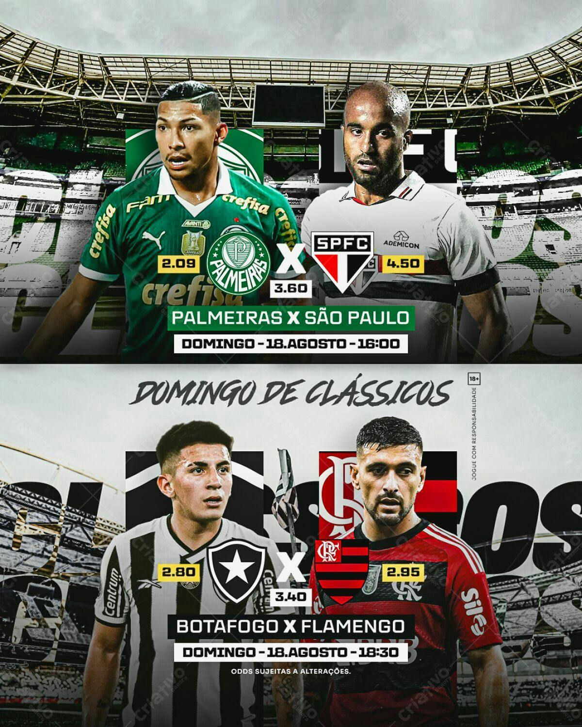 Flyer Partidas de Futebol Domingo de Clássicos PSD Editável