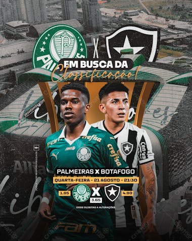 Jogo do dia palmeiras x botafogo (feed e stories)