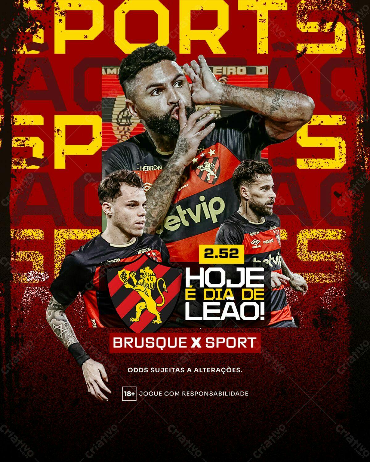 Flyer de Futebol Brusque x Sport PSD Editável