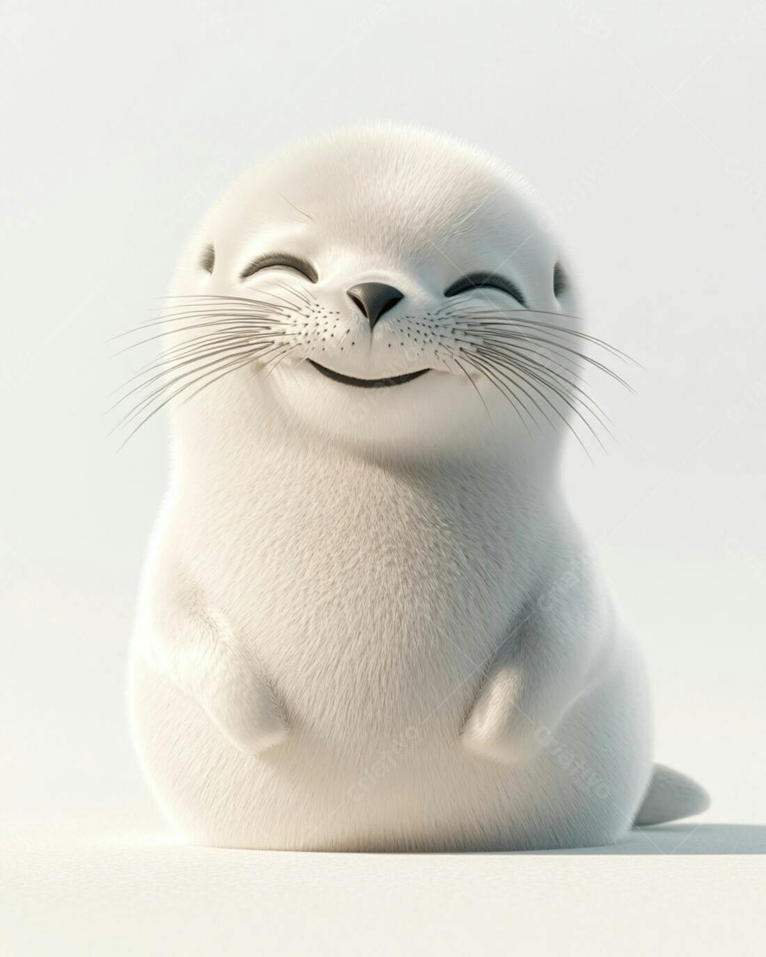 Foca bebê fofa sorrindo fundo branco