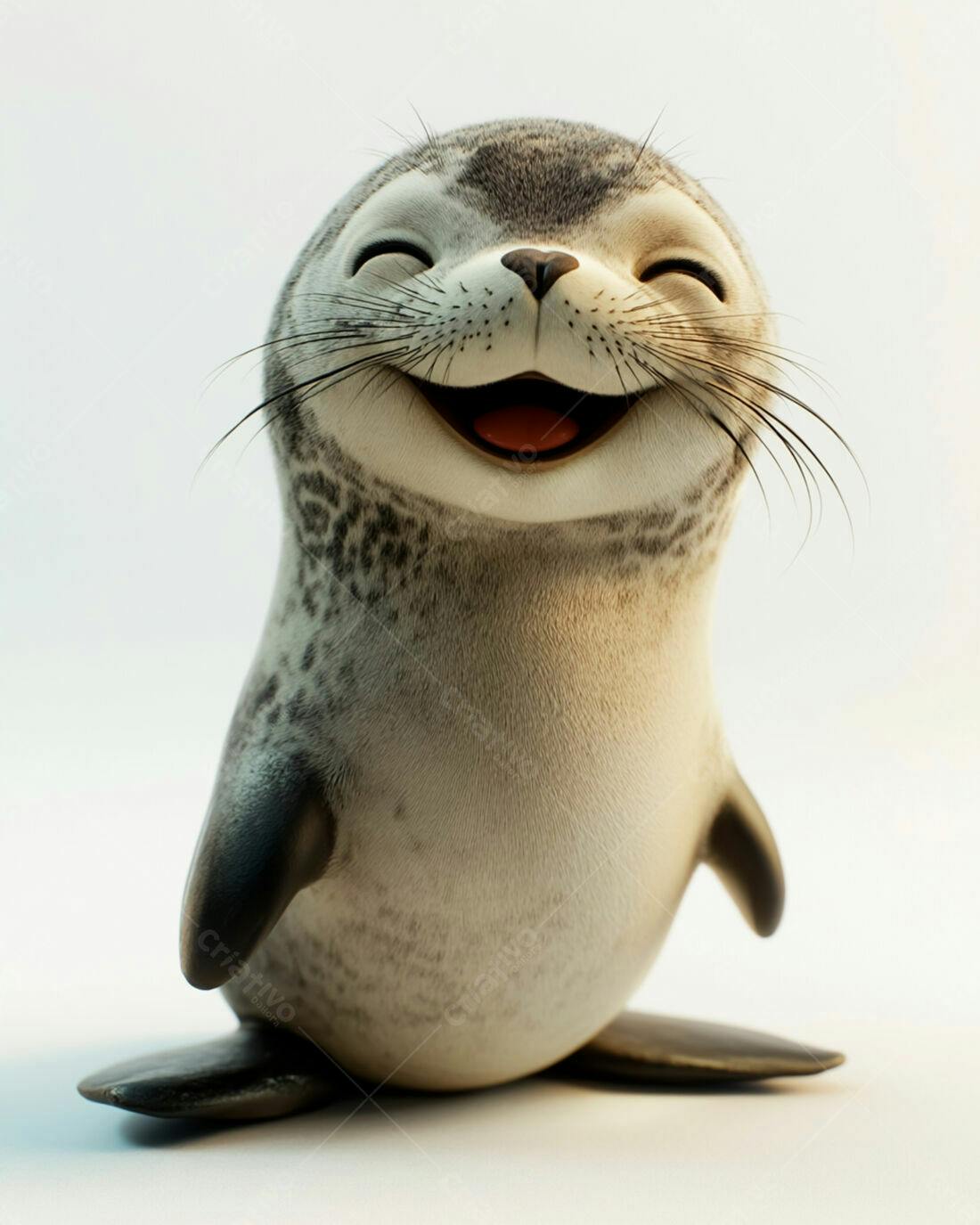 Foca bebê feliz fundo branco
